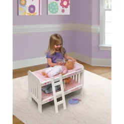 Badger Basket Doll Bunk Bed With Bedding, Ladder, And Free Personalization Kit - White/Pink/Gingham -FUNKO Shop GUEST ec443960 efcc 4459 86ba 250a1b322784