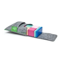 Tegu Magnetic Wooden Blocks, 8-Piece Pocket Pouch, Blossom