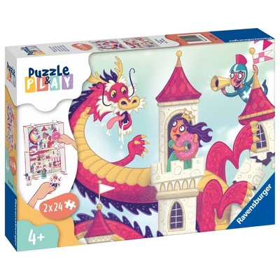 Ravensburger Puzzle & Play: The Donut Dragon Jigsaw Puzzle Play Set - 2 X 24pcs 1 Ravensburger Puzzle & Play: The Donut Dragon Jigsaw Puzzle Play Set - 2 X 24pcs