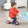 Qaba Kids 2 In 1 Rocking Horse & Sliding Car For Indoor & Outdoor Use W/ Detachable Base, Wheels, Smooth Materials, Gray And Green