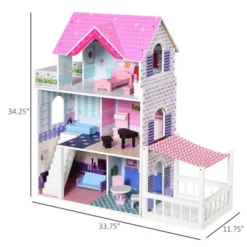 Qaba Kids Wooden Multi-Level Dream House Villa Kit With Furniture And Accessories -FUNKO Shop GUEST f9159f7a 3eb1 43c2 bfce 2c96189e6b41