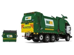 Mack TerraPro Refuse Garbage Truck W/Front End Loader And CNG Tailgate White And Green W/Bin 1/34 Diecast Model By First Gear