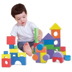 Edushape Textured Blocks Sorting And Stacking Set - Set Of 30